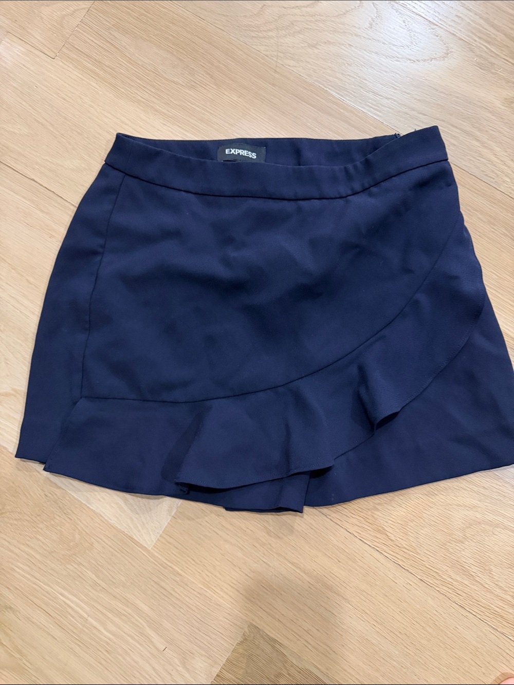 Express Navy Ruffle-Trim Mini Skort